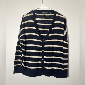 VINCE Cardigan XS‎ Striped Cotton Lightweight Oversized Preppy Office